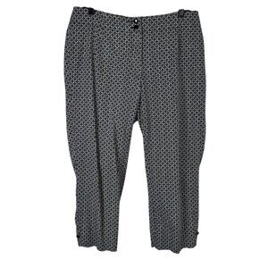 Talbots Heritage Black White Geometric Cropped Trouser Pants Women's 14W Preppy